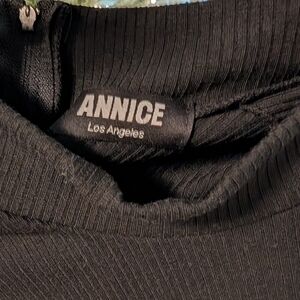 Annice Halteres Long Black Ribbed Dress